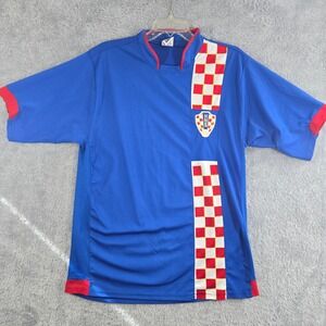 Croatia National Team Soccer Jersey Blue Red White Checkerboard Mens Medium Gool
